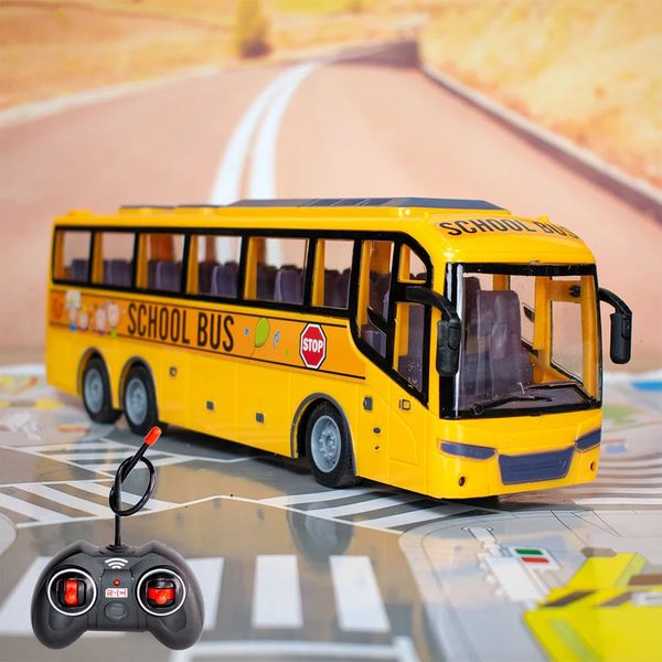 130 Rc Coche eléctrico Control remoto Autobús con luz Tour Bus Modelo 2.4G Modelo para niños Juguetes para niños Regalo de cumpleaños 240311