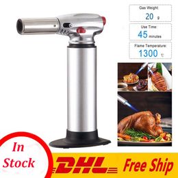 1300C Butaan Schrobtoorts Aansteker Winddicht Jet Vlam Torches Keuken Zware Hervulbare Sigaretten Spuitpistool Culinaire BBQ Torch DHL GRATIS