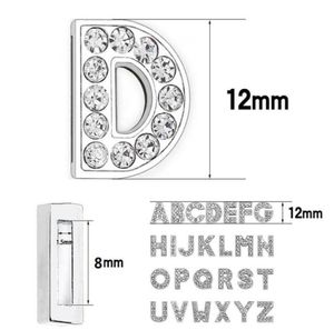 1300pclot 8mm bling schuifbrief az zilveren kleur diy charmes volledige steentjes Engels alfabet passen voor 8 mm lederen polsband keyc6472149