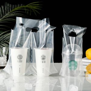 Sacs en plastique transparents, 1300 pièces/lot, pochette jetable simple et Double pour tasse, sac en plastique Portable pour café, lait, thé, boisson