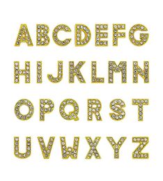 1300 stuksslot AZ Goud kleur vol strass Slide letter 8mm diy charms alfabet geschikt voor 8MM lederen polsbandje sleutelhangers9441600