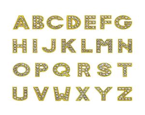 1300 peças lote az cor dourada strass letras deslizantes 8mm amuletos diy alfabeto adequado para pulseira de couro 8mm chaveiros2395724