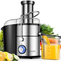 Juicer centrifuge KOIOS 1300W Un grand réservoir d'alimentation de 3 pouces (environ 7,6 cm), tout moteur en cuivre, filtre plaqué en titane, rendement à jus élevé, mode à 3 vitesses, facile