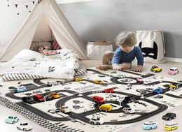 130100CM niños portátil coche ciudad escena Taffic carretera mapa alfombra de juego juguetes educativos para niños juegos camino Carpet9970409