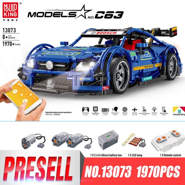 APP Control remoto motorizado C63 Blue Super Racing Car Building Blocks Bricks Mold King Compatible Legoing 13073 AGM MOC-6687 Juguetes de cumpleaños Niños Regalo de Navidad