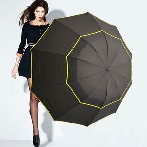 130 cm Big Top Qualité Parapluie Hommes Pluie Femme Coupe-Vent Grand Paraguas Hommes Femmes Soleil 3 Flodant Grand Parapluie En Plein Air Parapluie