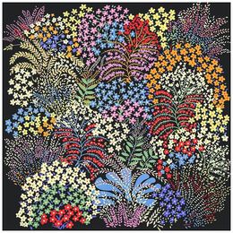 130cm de marca Square Buff Women 100% Silk Pashmina Diseño de bufandas de pañuelos de pañuelos de chales de flores pequeñas 240321