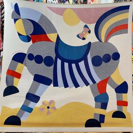 130 cm Keep Warmmere Scarf Carton Cartoon Horse Pashmina Brand d'hiver fou des femmes châles écharpes carrées enveloppe Hijab Bandana 240419