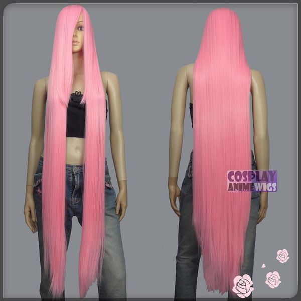 130 cm Rosa claro Serie Hi Temp 55 cm Pelucas de cosplay Bang extra largas 99 LLP246g