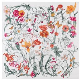 Diseño de marca de lujo de 130 cm Floral Big Square Buff Silk Silk Women Scarchief Bufandas para Damas Fashion Shawl Echal ECHARPE 240321