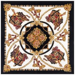 130 cm Nieuwe Zijden Sjaal Zadelketting Gedrukt Twill Vierkante Sjaal Dame Sjaal Handkerchief2724