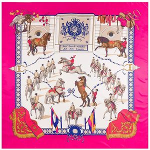 130 cm Silk Silk Buff Horse Impring Big Square Women Bandana Shawl de Luxury Foulard Bufandas para damas ECHARPE 231227