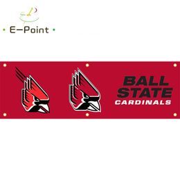 130GSM 150D Matériel NCAA Ball State Cardinals Drapeau Double Face Impression 1.5 * 5ft (45cm * 150cm) Warp Tricoté Tissu Bannière décoration volant maison jardin flagg