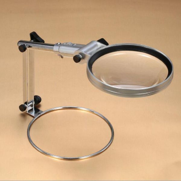 Livraison gratuite 130mm grand miroir 2x loupe de bureau pliable avec lumière LED loupe de lecture réglable