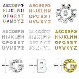 130 pièces 10mm lettres anglaises capuchons de perles A-Z couleur or strass coulissant charmes accessoires à créer soi-même ajustement collier pour animaux de compagnie bracelet porte-clés 204n