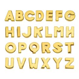 130 Uds. Letras del alfabeto inglés de 8mm A-Z letras deslizantes lisas doradas accesorio DIY apto para collar de mascota llavero de pulsera 155A
