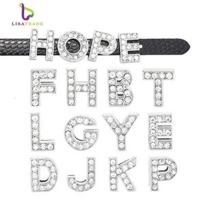 130 pièces 8mm plein strass anglais Alphabet A-Z bricolage glisser lettres glisser lettre charme idéal pour bracelet bracelet LSSL01 130 CJ191116276d