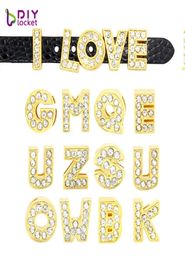 130 piezas 8 mm Gold Color Slide Letters Charms English Alphabet AZ Pulsera de fit de pulsera Nombre de mascota Collar Collar LSSL071305836218