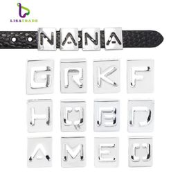 130 pièces 8mm lettres creuses Alphabet anglais A-Z bricolage glisser lettre breloque idéal pour Bracelet LSSL010 1303008