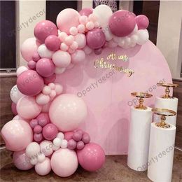 130 stks Macaron Roze Verjaardag Ballonnen Garland Arch Set Zilver 4D Folie Ballon Kit Baby Shower Bruiloft Decoratie Feestartikelen 210719