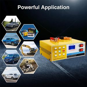 Chargeur de batterie de voiture entièrement automatique 130V-250V, 30ah-200ah, 12V/24V, charge rapide et intelligente, adapté à toutes les voitures et motos