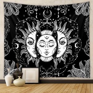 130x150cm Mandala Tapestry Wit zwart bedrukte Home Achtergrond Wall Decoratief Doektapijt Hangende strandhanddoek Zittend deken