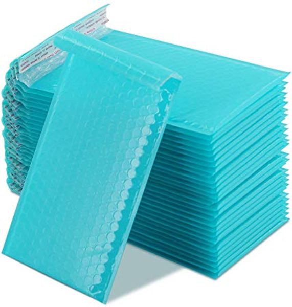 130x210 mm Sacs d'expédition Poly Bubble Mailer Enveloppe rembourrée Emballage auto-scellant, Paquet de 50, Bleu sarcelle