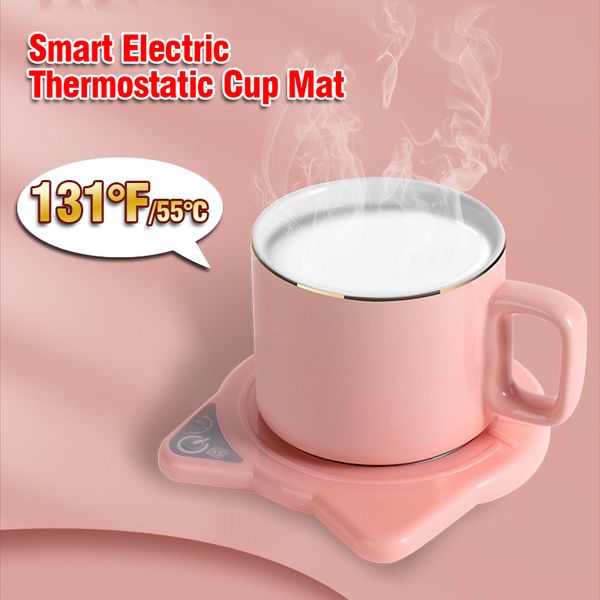 Calentador de taza de café de temperatura constante de 131 F/55 C, posavasos de calefacción, calentador eléctrico de té y café, taza termostática, juego de regalo YL0199