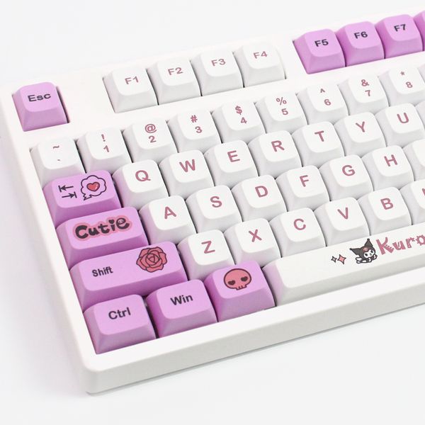 131 teclas/juego de teclas de perfil XDA PBT Anime Rabbit Cute Key Cap para MX Switche Mechanical Gaming Keyboard Cap DIY personalizado