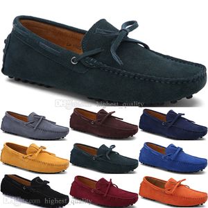 131 nieuwe mode heren casual schoenen lederen britse stijl lente paar echt erwten scrub mannen rijden luie man overschoenen buiten comfortabel ademend zwart geel