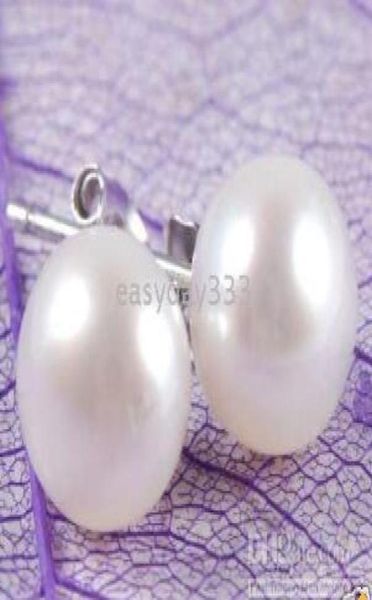 1314 mm blanc plat rond de boucle d'oreille naturelle pour les femmes Silver S925 Stud2405730