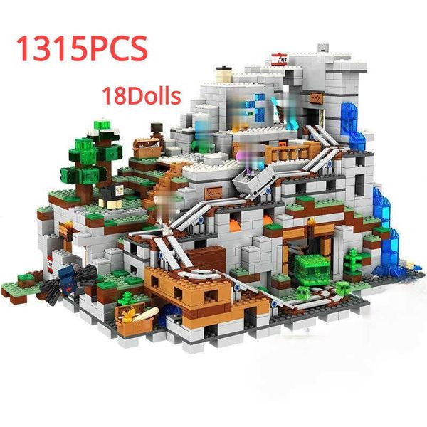 1315 Uds. Bloques de construcción compatibles montaña cueva pueblo figuras módulo ladrillos juguetes para niños horror dragon Q0723