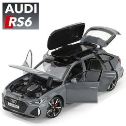 132 Audi RS6 Toy Car Model met geluidslichte deuren geopend Alloy Diecast Model Voertuigcollectie speelgoed voor jongens volwassen festivalcadeau 240422