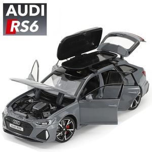 132 Audi RS6 Speelgoedautomodel met geluid Licht Deuren geopend Legering Diecast Voertuig Collectie voor Jongen Volwassen Festival Cadeau 240131