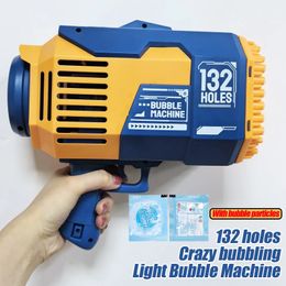 132 agujeros Bubble Gun Bubbles Bubbles Machine Gun Forma Automatic Bazooka Bubble Bullwer With Light Summer Toys for Children Gift 240507