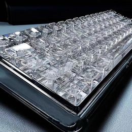 132 Key volledige transparant keycaps kersenprofiel kristal met tekens achtergrondstickers keycap set pc voor mechanisch toetsenbord