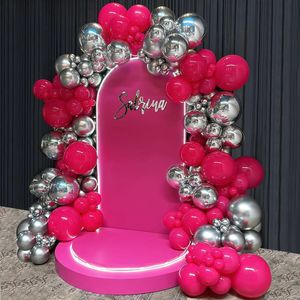 132 stuks Rose Pink Silver 4d Foil Balloon Garland Arch Set Meisjes Verjaardag Baby Shower Wedding Bachelorette Party Decoratie 240510