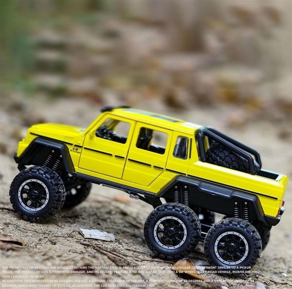 132 escala AMG G63 6X6 camioneta SUV todoterreno coche en miniatura de aleación de metal vehículos fundidos a presión juguetes para niños regalos para niños Y200109247T7468219