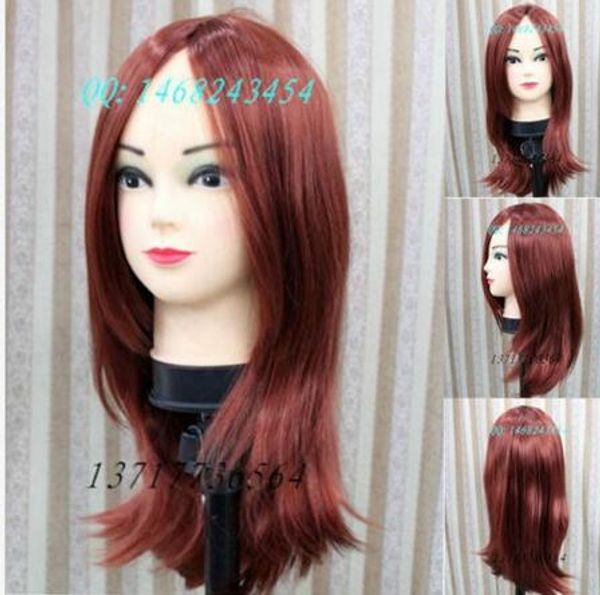 Nuevo Peluca larga de pelo rojo cobrizo para mujer, Cosplay,