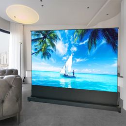 133 Inch Elektrische Vloer Stijgende Omgevingslicht Verwerpen 8K ALR Geperforeerd Projectiescherm Normale Gooi Projector Screenr