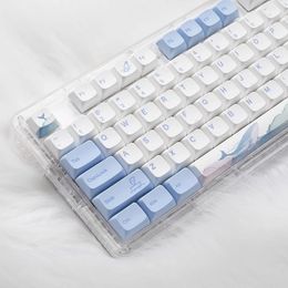 133 toetsen XDA Profiel KeyCap Ocean Whale Theme PBT KeyCaps voor MX Switch Mechanische toetsenbordkleuring Sublimatie Blauwe witte sleutel Caps 240419