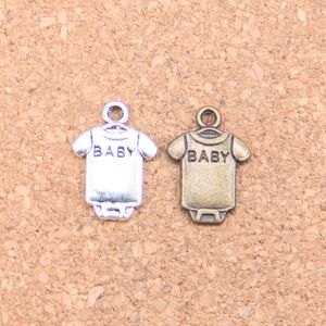 133 stks Antiek Zilver Brons Geplateerd Baby Onesie Coverall Doek Charms Hanger DIY Ketting Armband Bangle Bevindingen 17 * 12mm