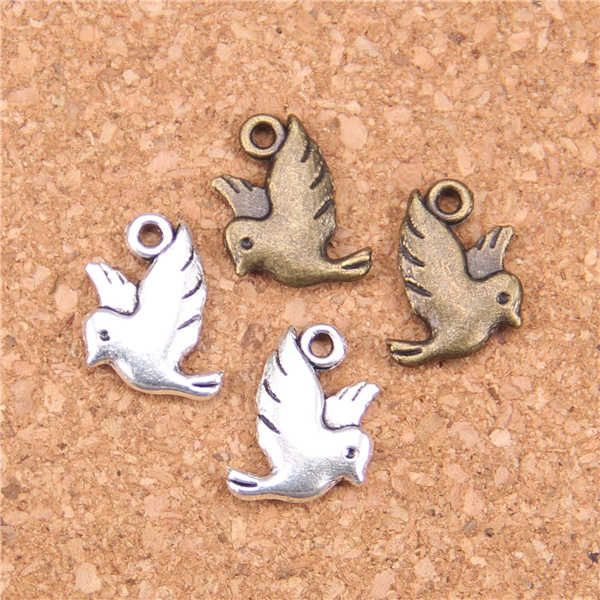 133 pièces Antique argent plaqué Bronze plaqué mouche oiseau pendentif à breloques collier à faire soi-même Bracelet Bracelet résultats 15*11mm