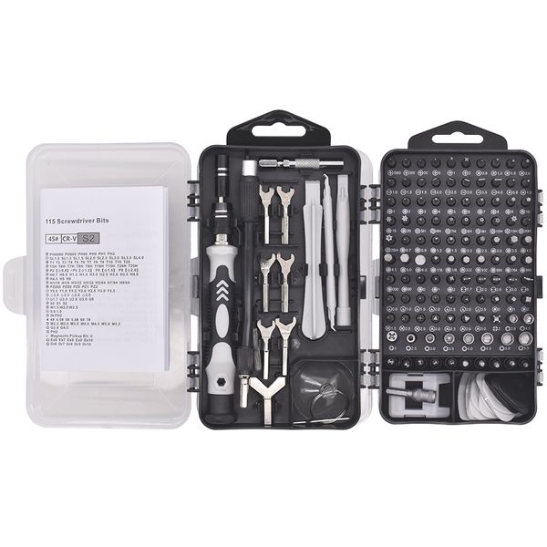 Kit de destornillador 135/138 en 1 de alta calidad S2 Juego de puntas de destornillador Dispositivo de reparación de teléfonos móviles de precisión multifunción Herramientas manuales Torx Hex