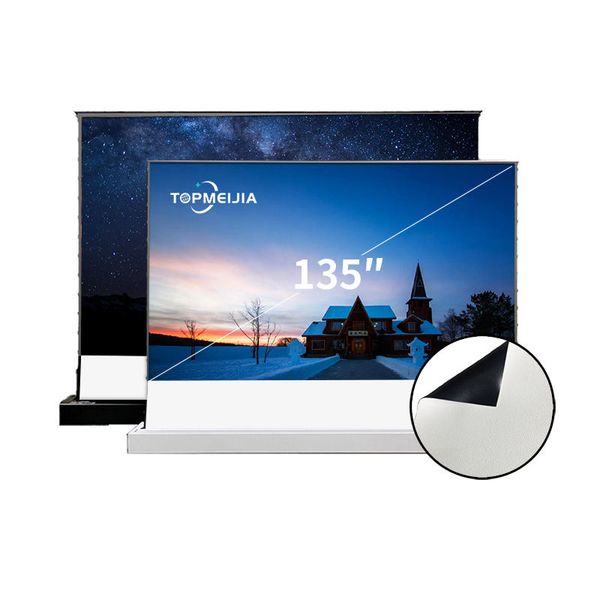 Écran de projection motorisé au sol de 135 pouces, tissu blanc mat pour projecteur 4k, cinéma maison intelligent