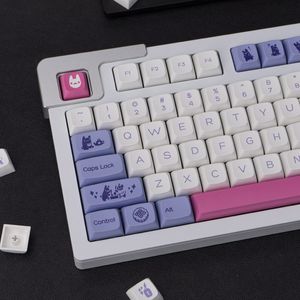 135 toetsen/set paars thema lavendel konijn xda profiel pbt mechanische toetsenbord keycap voor cherry mx switch -toetsenborden