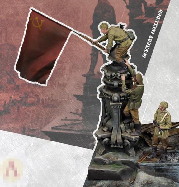 135 Modèle de résine Figure GK Soldat Le drapeau sur les scènes de Berlin, y compris le thème militaire de la Seconde Guerre mondiale, Kit non assemblé et non peint 20122308678