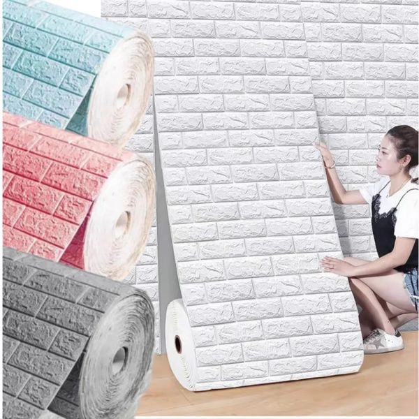 13510m 3D Selfadhesive Decter Wallpaper Continuous Imperproofing Brick Mall Stickers Living Room Bedroom Home Decoration 240429