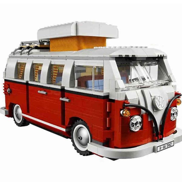 1354pcs Compatible 10220 Technic Series VW T1 Camper Van Builds Model Model Bricks Bus 21001 Juguetes para niños Conjunto AA220303 AA220303