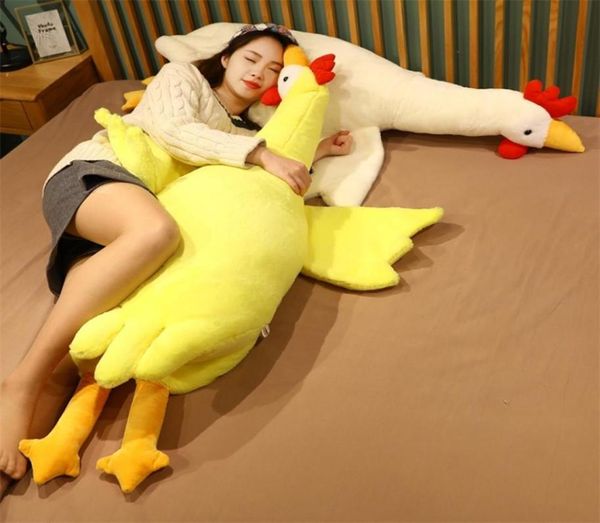 135 cm gros poulet en peluche doux en peluche dessin animé Animal poulet poupée sommeil Long oreiller coussin petits amis oreiller cadeaux d'anniversaire 222251254